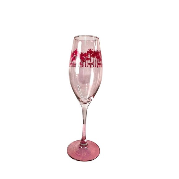 Rio Las Vegas Pink Palm Tree Champagne Glass EUC Fun Casino Collectible - Picture 2 of 8